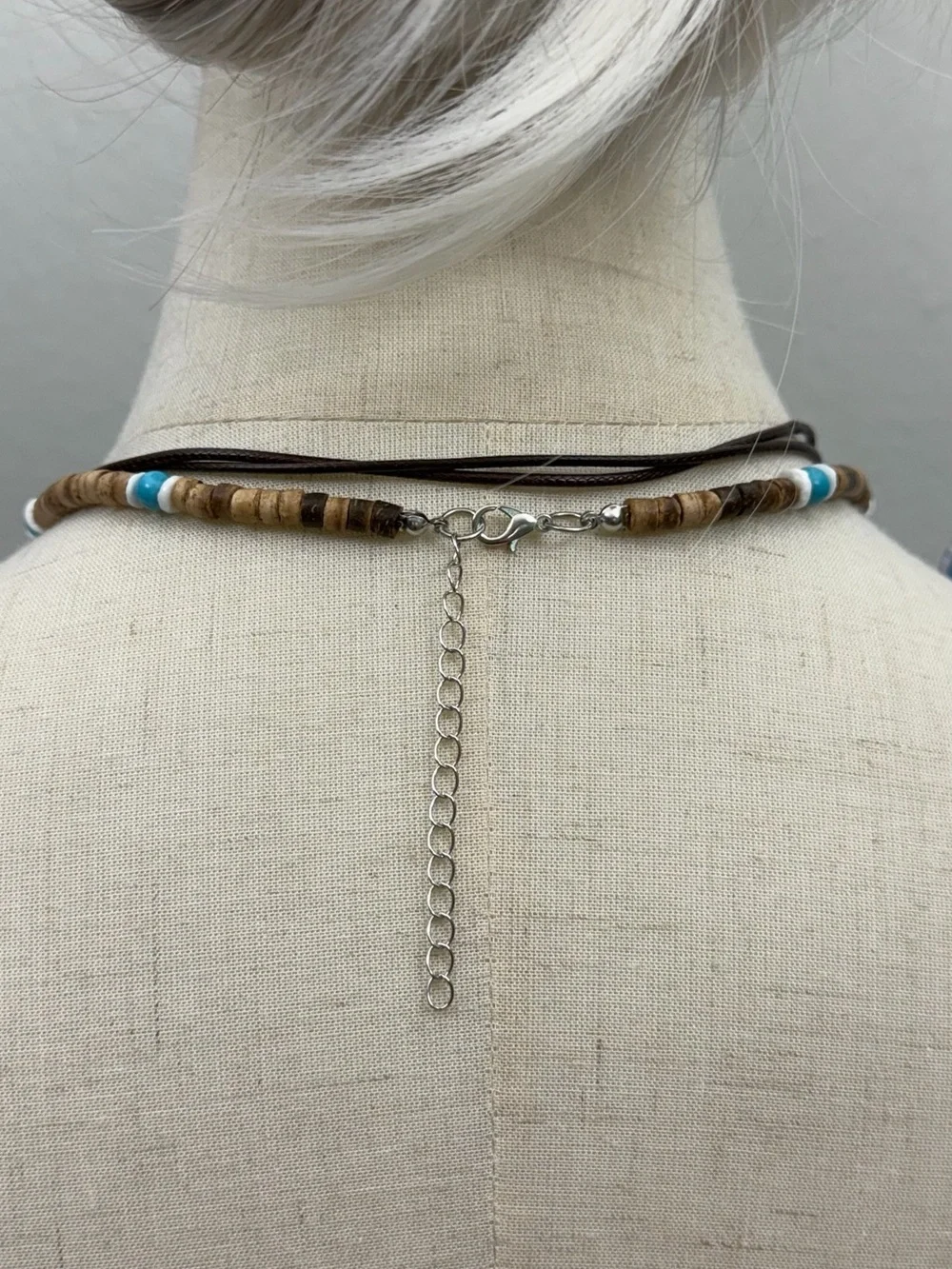 Layered Turtle Necklace Boho Beach Surfer Choker Turquoise Pendant Adjustable